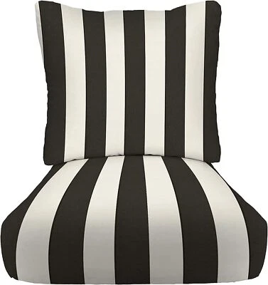 RSH Décor Outdoor Deep Seating Cushion Set, Black and White Stripe ~ Select Size