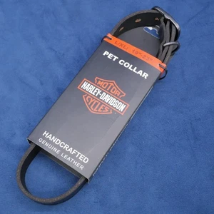 Harley Davidson Leather Embossed Adjustable Pet Collar Black L/XL 19"-23" NEW - Picture 1 of 11