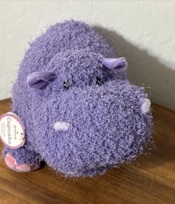 Hallmark Shaggy Purple Plump  Hippo with Cupcake in Mouth Plush 9" NWT - Image 1 of 4