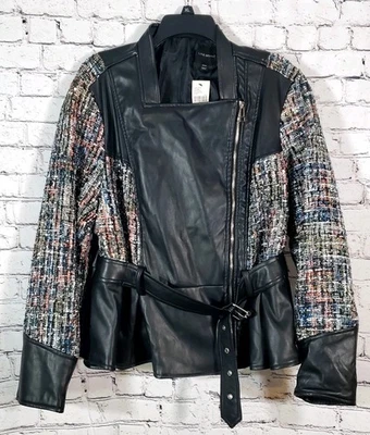 LANE BRYANT NWT Vegan Leather Metallic Sequin Belted Jacket Size 18/20 Stunning! - Image 1 of 4