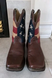 Lil Durango Kinder Größe 7M 8" Westernstiefel BT245 braun Amerika USA Flagge patriotisch - Bild 1 von 22