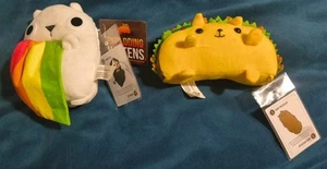 Exploding Kittens Lot of 2 Rainbow Cat and Taco Cat 7" Plushie + Bonus Cards - Picture 1 of 7