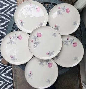 Vintage "Syracuse China" Bridal Rose Set Of 6 Dinner Plates. 50s To 70s Era. 3x - Picture 1 of 11