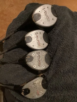John Letters Left H Vintage Golf Clubs set 1 2 3 4 Woods Scotland Parbuster  - Image 1 of 4
