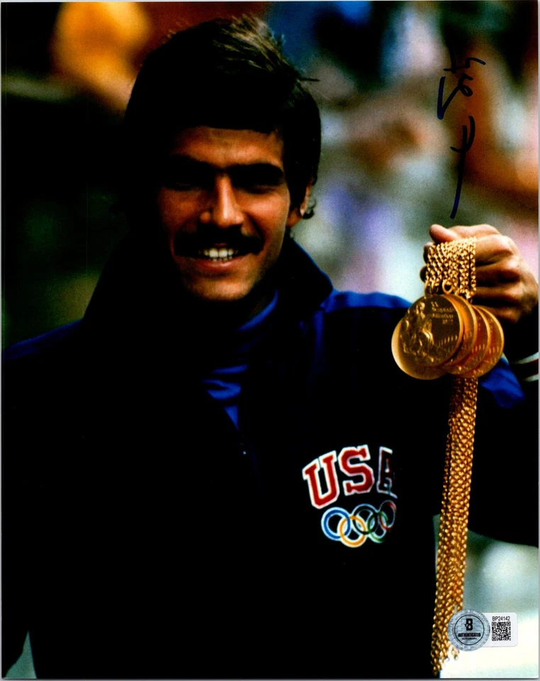 FOTO ASSINADA POR MARK SPITZ 8X10 BECKETT BAIXO CERTIFICADO DE AUTENTICIDADE NADADOR OLÍMPICO EUA 5 - Imagem 1 de 1