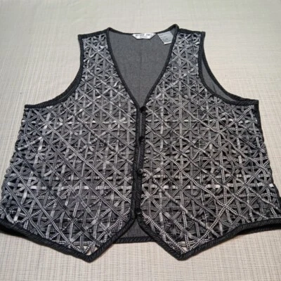 Cottage Core Plus 1X Colete Jeans Feminino Cinza Xadrez Gingham Tecido Transparente Escritório  - Imagem 1 de 4