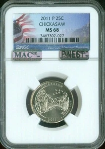 2011-P Chickasaw Quarter NGC MS68 MAC MIGLIORE qualità - Foto 1 di 2