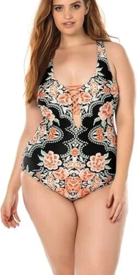 BECCA ETC Women's Plus Size Captured One Piece Swimsuit, 0X - Image 1 of 2