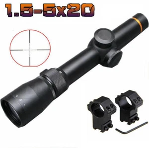 Riflescope 1.5-5X20mm Matte Mil-Dot Scope Duplex Reticle Scope & 2X Mount - Picture 1 of 12