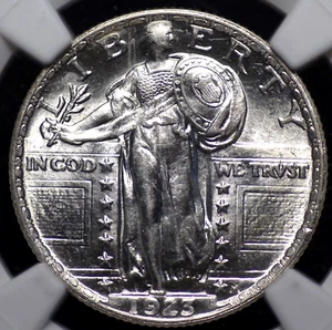 1923 STANDING LIBERTY QUARTER NGC MS 62 BLAST WHITE WITH HARD CHROMEY LUSTER - Picture 1 of 9