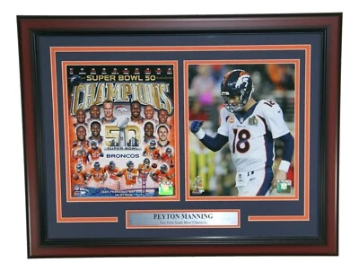 Peyton Manning Denver Broncos Enmarcado 2 Fotos Collage 2X Campeón del Super Bowl Foto 1 de 2
