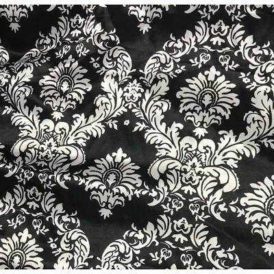 Черно-белая дамасская атласная ткань с подвесками из искусственного шелка - Изображение 1 из 2