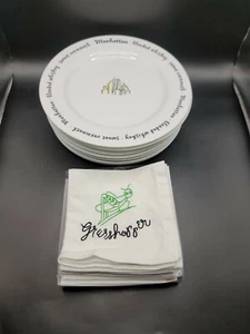 8 Pottery Barn 8" Bar Lingo Plates Mixed Drink Recipes & Napkin Set - Picture 1 of 8