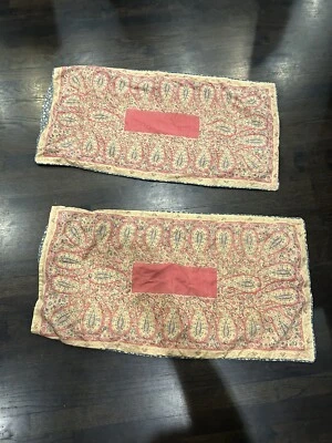 Set Of 2 Lauren Chaps Home KING Shams Montauk Paisley Floral Reds Blue Ecru EUC - Image 1 of 2