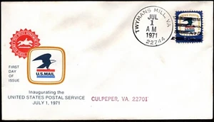 US - 1971 - 8 Cents USPS Inauguration Cacheted FDC Twymans Mill VA Cancel # 1396 - Picture 1 of 1