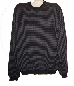 Joseph Abboud Black Gray Stripes Men's Wool Sweater Shirt Size XL Good Condition - Picture 1 of 7