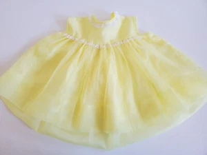 VTG 70s YELLOW FLOCKED SWISS DOT SLEEVELESS DRESS SZ 18-24 MO Easter Spring LACE - Picture 1 of 6