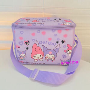 Cute My Melody & Kuromi Lunch Box Bag Crossbody Storage Insulated Cooler Case