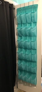Over the Door Shoe Organizer 24 Large Breathable Mesh Pockets Teal Up to 40 lbs - Picture 1 of 1
