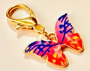 Pink Purple Yellow Butterfly Lobster Clip On Charm Enamel Gift Friend Jewellery - Picture 1 of 4