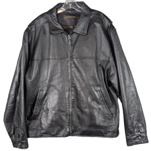 Chaqueta de Cuero St. John's Bay Para Hombre Negra Cremallera Completa Acolchada Motociclista Motociclista Talla XL - Imagen 1 de 15