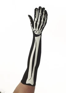 Costume Guanti Scheletro Lunghi Adulto - Foto 1 di 1