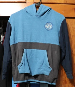 QuikSilver Pullover Hoodie Black Blue Colorblock Logo Youth Small YS - Picture 1 of 6