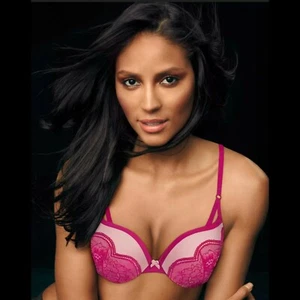 Neu mit Etikett Maidenform rosa & fuchsia Spitze Push-up Halb-BH Größe 34A - Bild 1 von 3