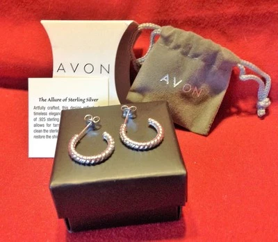 Avon серебро маленький витой обруч серьги новый в коробке - Изображение 1 из 2
