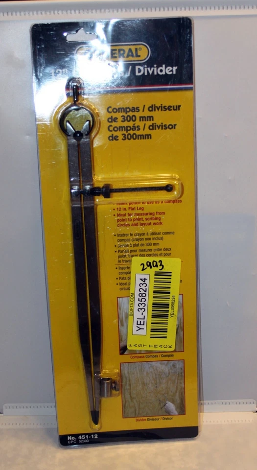 General Tools  Steel Adjustable Flat Leg 12" Compass Divider, 451-12 - Image 1 of 1