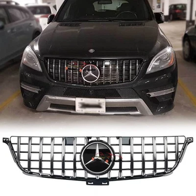 Grille For 2012-2015 Mercedes Benz ML-Class W166 Gloss Silver Front Bumper Grill - Image 1 of 4