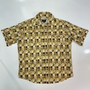 BC Ethic Men’s Lounge Club Shirt Lg Textured Shine Casual Windowpane Button - Picture 1 of 6