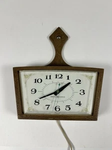 Reloj de pared de cocina General Electric vintage colgante con cable enchufe aspecto de madera - Imagen 1 de 7