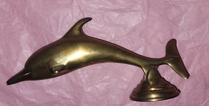 Vintage Solid Brass 8" Dolphin Nautical Door Knocker Heavy 2 Piece Sculpture - Picture 1 of 5