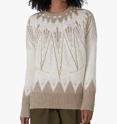 Tan Brown Nordic Fair Isle Wool Sweater Ski 80s Christmas Holiday Adam Lippes XS - Image 1 of 4
