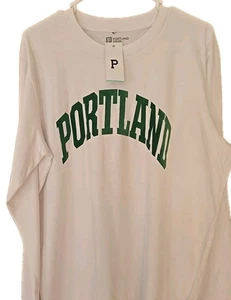 NEW Men’s White/Green Portland Gear Oregon Long Sleeve Shirt XL Felt Letters - Picture 1 of 5