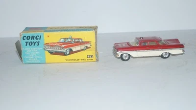 Vintage Diecast Metal Corgi Toys Chevrolet Impala Fire Chief Car # 482 w/ Carton - Image 1 of 4