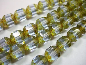 25 cuentas de tubo facetado de vidrio checo de 8 mm azul zafiro Picasso - Imagen 1 de 2