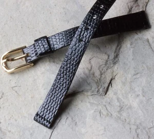 Lizard print Genuine Calfskin 9mm Seiko vintage ladies watch strap signed buckle - Picture 1 of 3