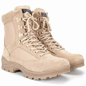 Mil-Tec Khaki Tactical Boots With YKK Side Zip Military Combat Army Security - Picture 1 of 5