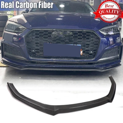 For Audi A5-Sline S5 2017-2019 Real Carbon Fiber Front Bumper Lip Chin Spoiler - Image 1 of 4