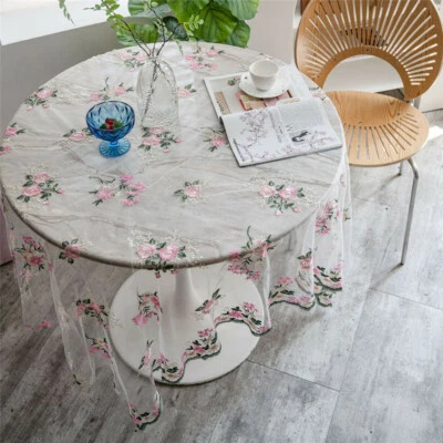 Lace Embroidery Tablecloth Rectangle Table Cloth Cover Wedding Dining Party Home - Image 1 of 4