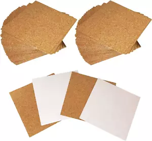 Self-Adhesive Cork Square, Allazone 60 Pack 10 x 10CM Cork Backing Sheets for - Picture 1 of 6