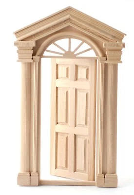 Elaborate Wooden Top Light External Front Door Tumdee 1:12 Scale Dolls House 081 - Image 1 of 4