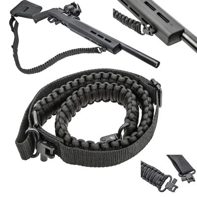 Tactical 550 Paracord Rifle Gun Sling Shotgun Crossbow 2 Point Adjustable Swivel - Image 1 of 4