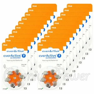 120 cells x everActive Hearing aid 13 Size batteries Zinc Air PR48 1.45V - Picture 1 of 2