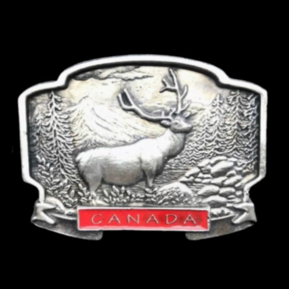 BOUCLE DE CEINTURE CANADÁ CAZADOR CAZA JUEGO DEPORTES ALCE HEBILLA DE CINTURÓN  Foto 1 de 2