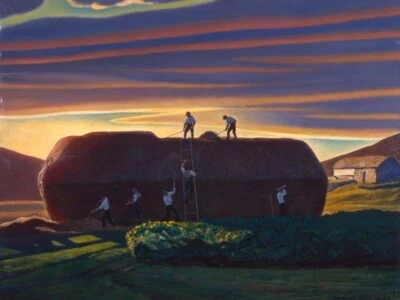 Ireland Farm Sunset Haystack Scene by Rockwell Kent 1922 Art Print to Frame - Image 1 of 2