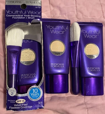 3 Physicians Formula Youthful Wear Youth Boosting Foundation Light 7557 Rare - Image 1 of 3