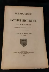 Memoiren des Historischen Instituts der Provence Band XI - Jahr 1933 - Bild 1 von 8